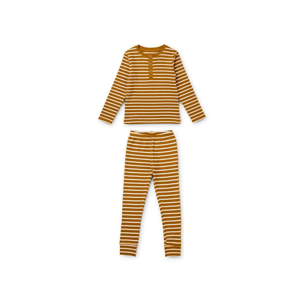 WILHELM PYJAMAS SET GOLDEN CARAMEL/SANDY STRIPES LIEWOOD - MintMouse (Unicorner Concept Store)