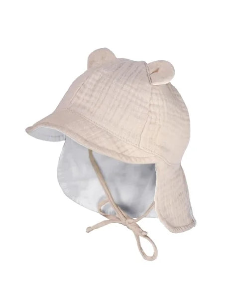Maximo - Sun hat  organic cotton with visor and ears - Beige