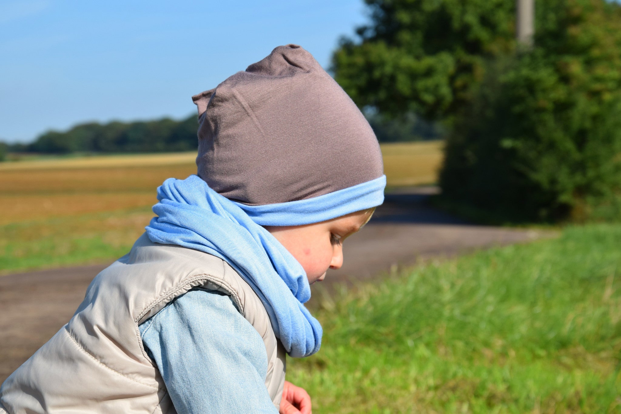 Reversable Bamboo Beanie - Sky Blue/Brown - MintMouse (Unicorner Concept Store)