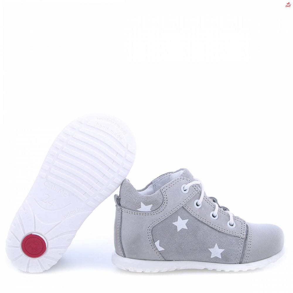 (2369B-6) Emel Lace Up First Shoes  Gray