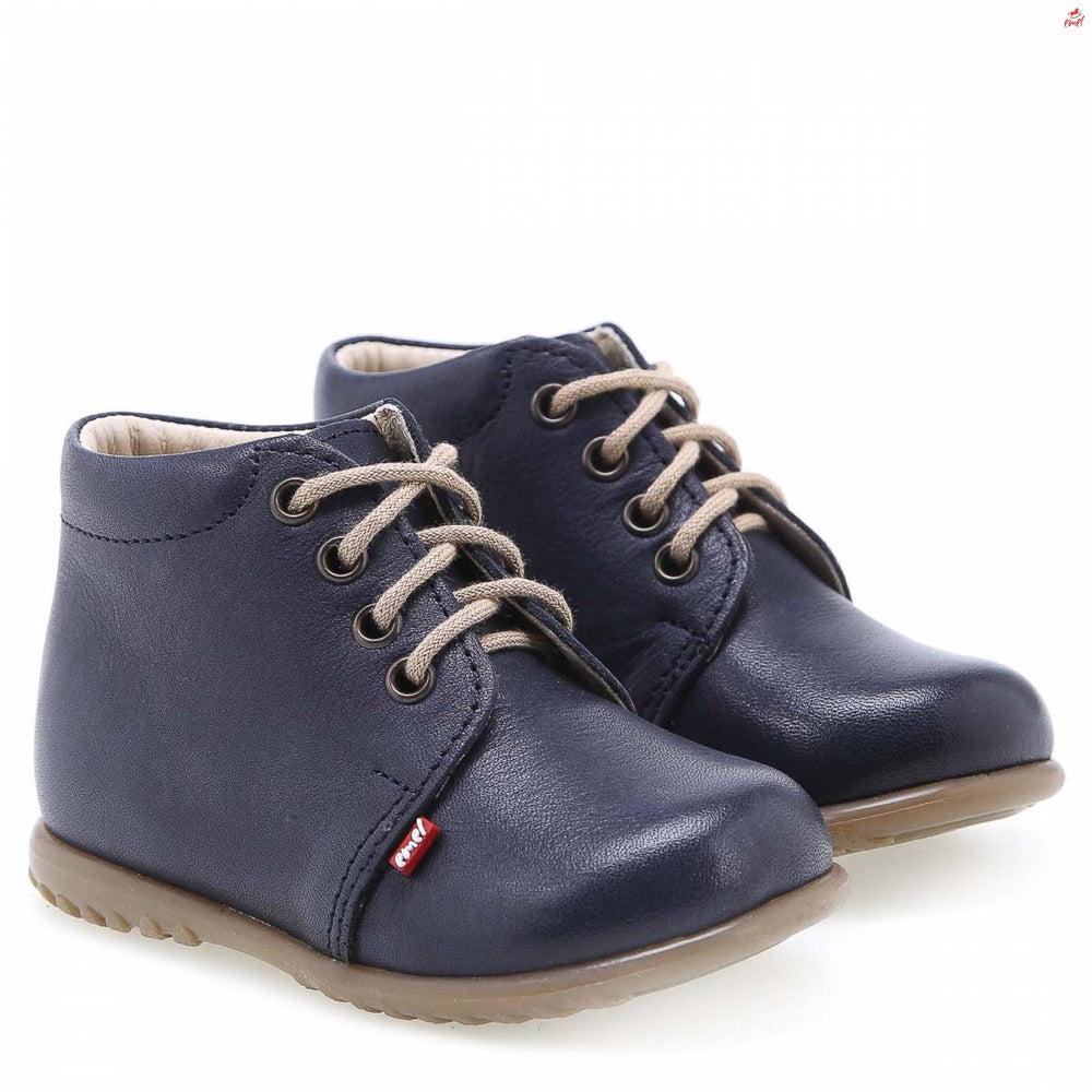 (562-14) Emel Lace Up First Shoes Blue
