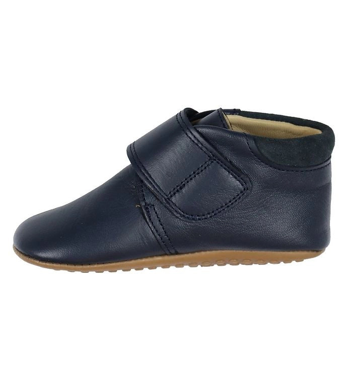 (1010) Pom Pom leather slippers / Beginners Velcro - Navy - MintMouse (Unicorner Concept Store)