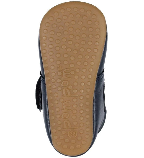 (1010) Pom Pom leather slippers / Beginners Velcro - Navy - MintMouse (Unicorner Concept Store)