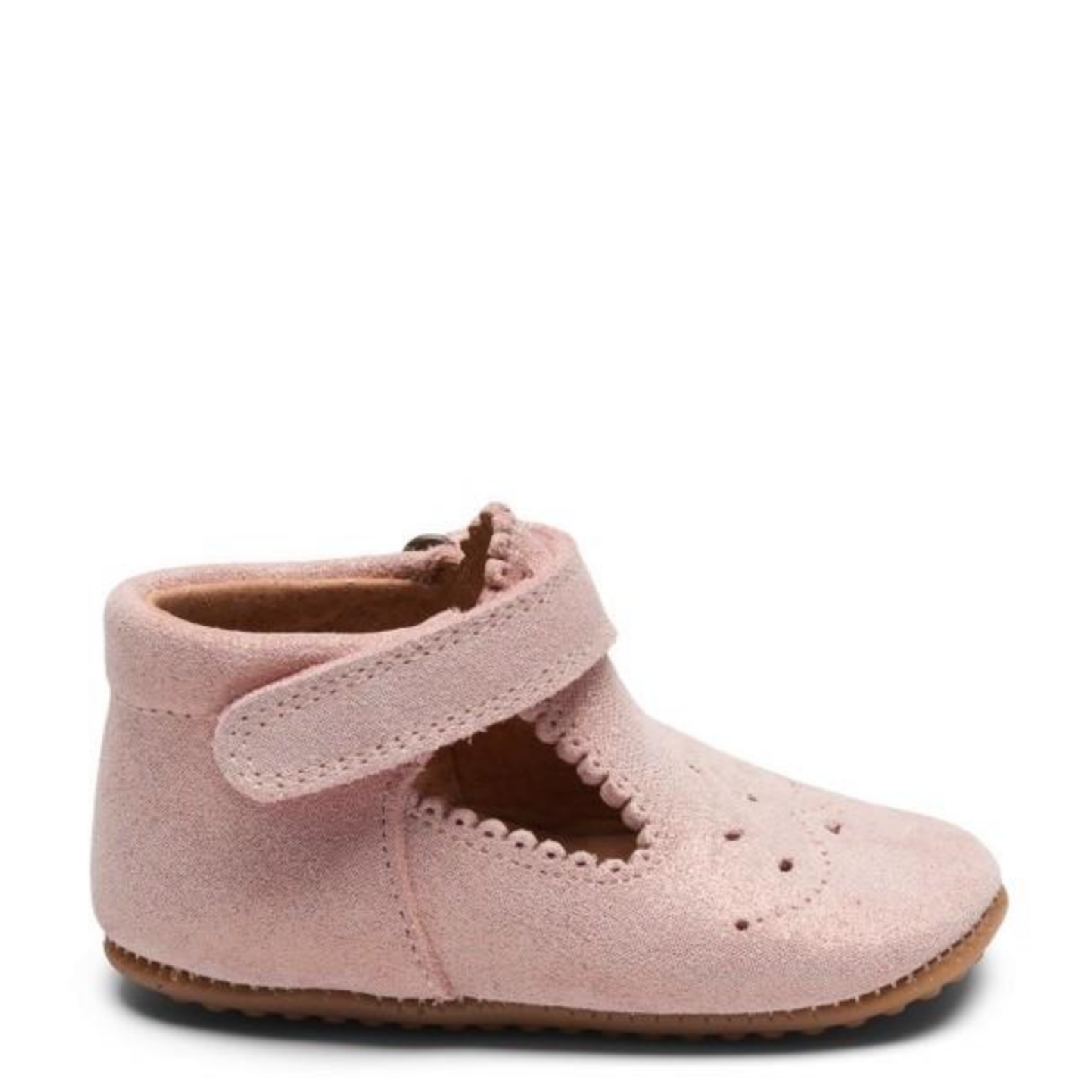 (1003) Pom Pom leather slippers - t-bar -  Glitter Rose Suede - MintMouse (Unicorner Concept Store)