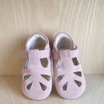 Leather slippers - rose suede open