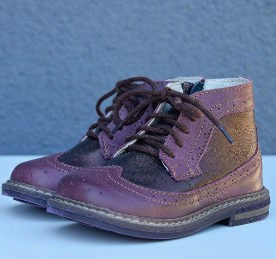 Emel Aubergine Brogue Lace Up Boots (E2608A-4) - MintMouse (Unicorner Concept Store)