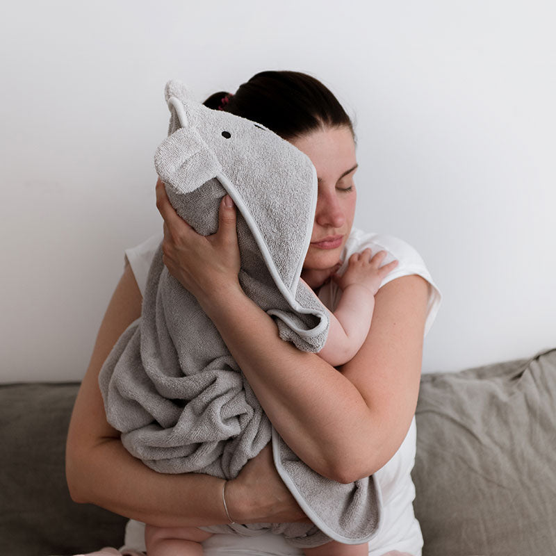 Bamboo hooded towel with bear ears - Grey