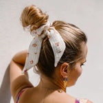 Scrunchie With Tail Muslin Flowers
