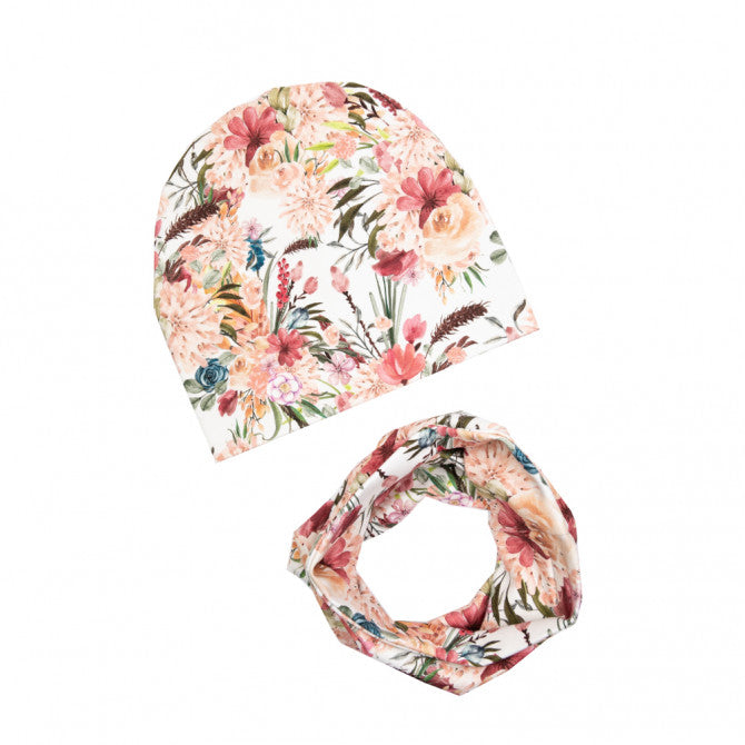 Hat and scarf set Boho Flowers