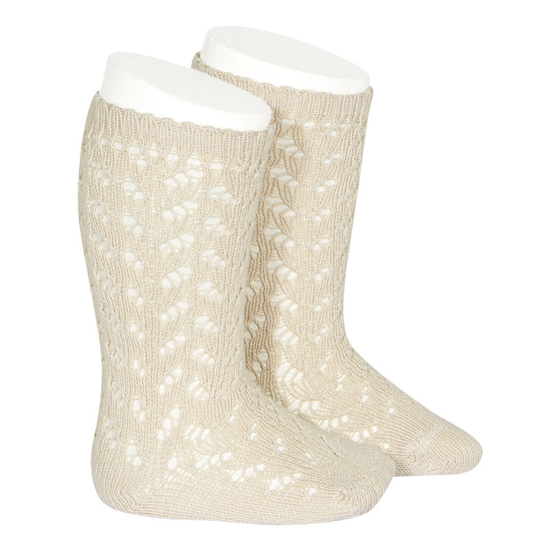 Knee socks openwork - beige