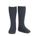 Basic rib knee high socks ANTHRACITE