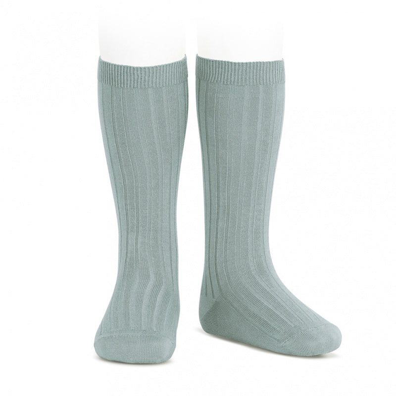 Basic rib knee high socks DRY GREEN