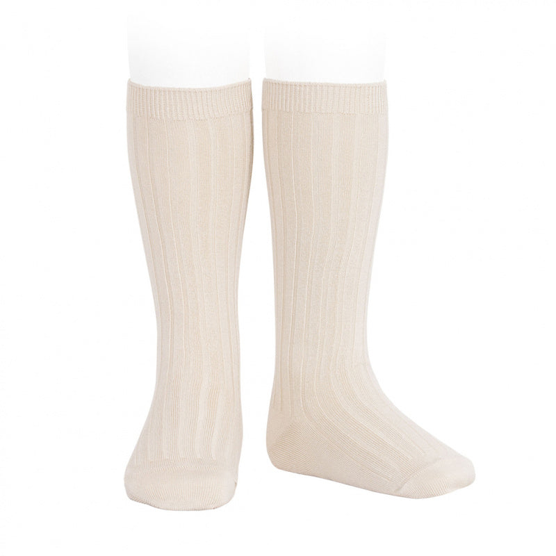 Basic rib knee high socks LINEN