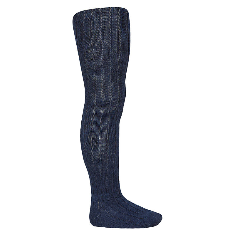 Merino wool-blend rib tights - NAVY BLUE