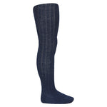 Merino wool-blend rib tights - NAVY BLUE